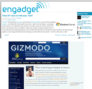 Engadget and Gizmodo